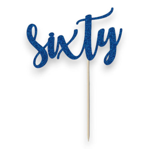 Picture of SIXTY CAKE TOPPER BLUE GLITTER